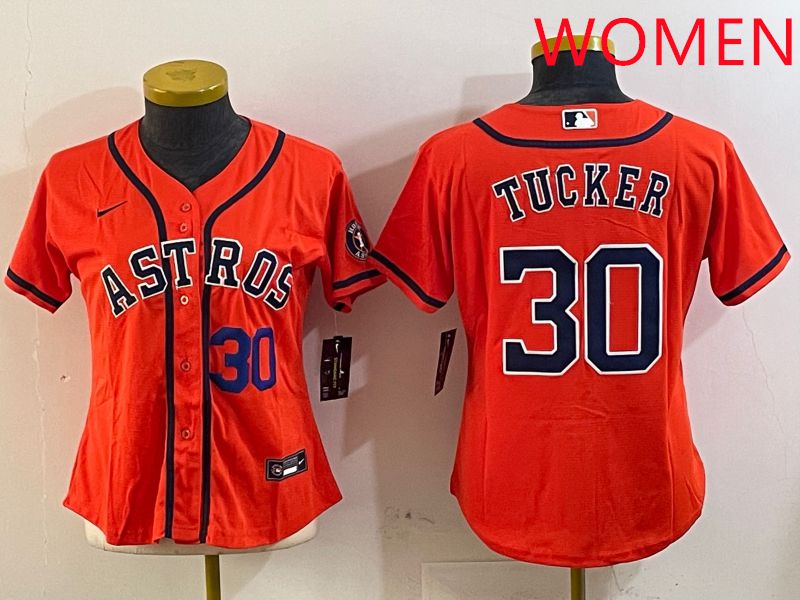 Women Houston Astros #30 Tucker Orange Game 2025 Nike MLB Jersey style 2